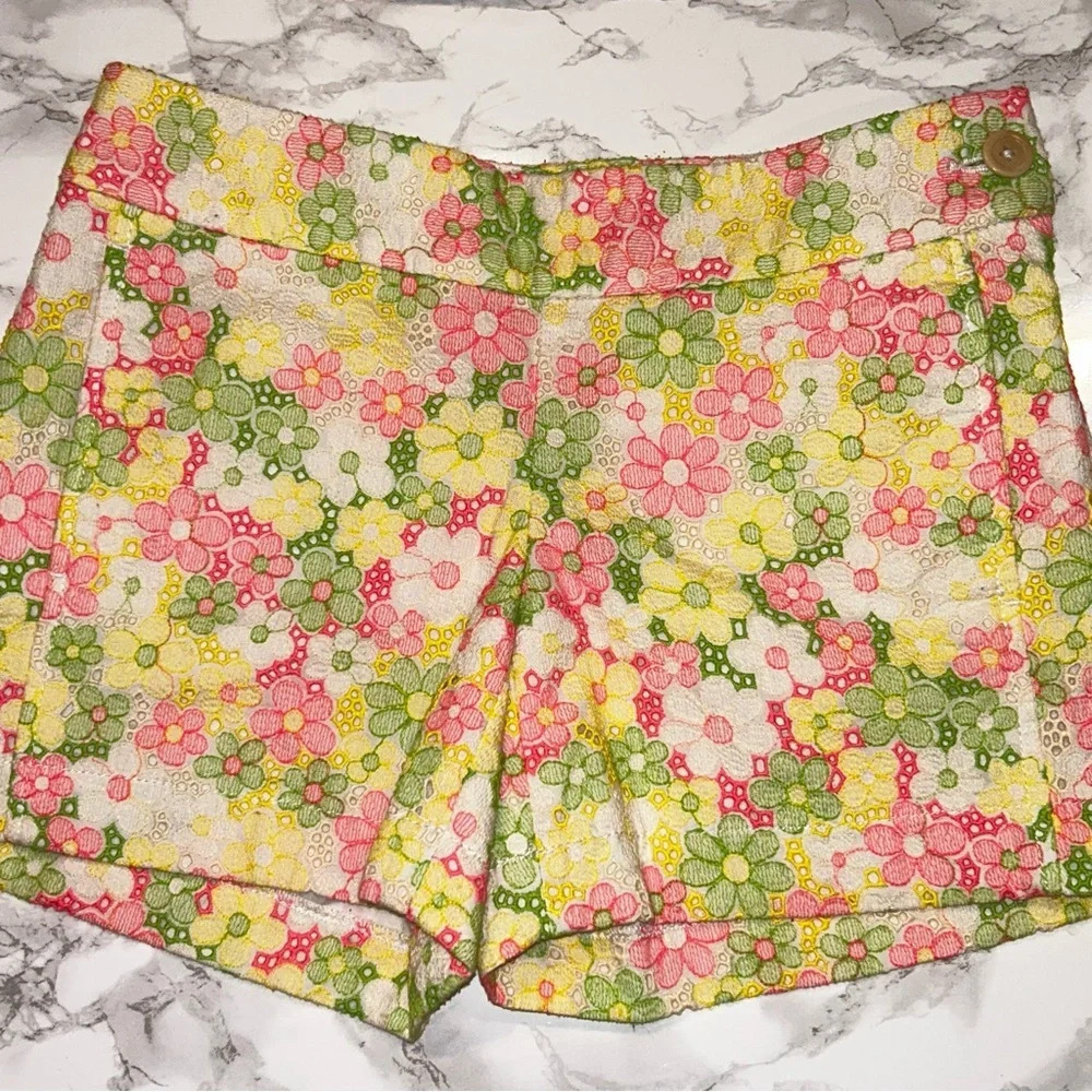 Lilly Pulitzer Sloane Sunbonnet Floral Eyelet Lace Shorts Size 0 - Picture 2 of 9